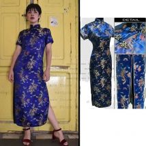 Chinese Style Women Dress Tradition Jacquard Dragon Qipao Long Black Chesongam Sexy Female Evening Party Vestidos Big Size 6Xl