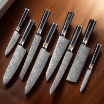 Kunstgeschmiedetes Küchenmesser-Set aus Damaststahl, 1–8 Stück, professionelles Schneid- und Schnitzmesser für Hotelkoch, Premium-Küchenbesteck