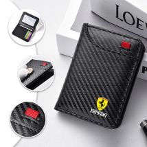 Carbon Fiber Car Logo Wallet Driver's License Bank Card Purses Holder For Ferrari SP1 812 F40 F12TDF SF90 458 488 599 612 FF F12