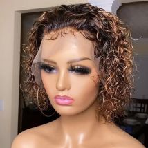 Kurze Echthaarperücke Highlight Pixie Cut Lace Front Echthaarperücken für schwarze Frauen Perruque Cheveux Humain Günstige leimlose Perücke