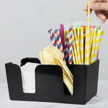 Bar-Caddy-Organizer, voll beladen mit Barzubehör, Servietten, Cocktailstrohhalmen und Rührstäbchen, robuster, nachfüllbarer Organizer