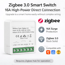 Interruttore Intelligente ZigBee Mini Smart 1/2 Canali, Relè 16A, Controllo a 2 Vie, App Smart Life, Controllo Vocale per Tuya Alexa Google