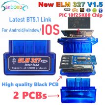 Najnowsza wersja Mini ELM327 V1.5 dla IOS Android Bluetooth 5.1 Auto Scanner OBD2 Black 2PCB Car ELM 327 Tester Diagnostic Tool