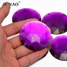 JUNAO 5 Stück 52 mm große dunkelviolette Farbe, runde Flatback-Strasssteine, aufgenäht, große Kristall-Applikation, Cabochon-Strasssteine für Dekoration