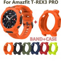 Silicone Case + Smart bracelet Wrist Band for Amazfit T-Rex3 Pro Strap Cover Protectors Case for Amazfit T-Rex 3Pro Bezel Frame