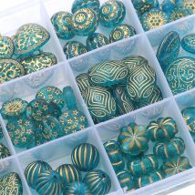 15-80 sztuk wykwintne akrylowe złoto rysunek serce kwiatowe wisiorki szmaragdowy kolor barokowe koraliki na naszyjnik bransoletka DIY tworzenia biżuterii