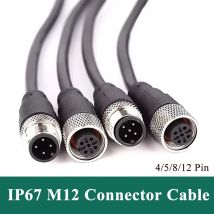 Waterproof M12 4Pin 5pin 8pin 12pin Connector with Wire Male Female Aviation Plug PVC PUR Shield Sensor Extension Cable 1M 5M