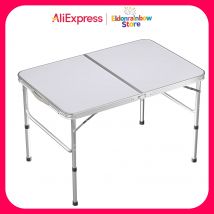 Tavolo pieghevole da 3FT/90 cm Tavolo da campeggio portatile leggero, piedini in gomma antiscivolo, tavolo pieghevole in alluminio e acciaio di qualità premium
