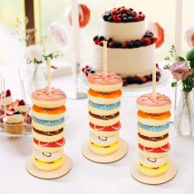 NUBECOM 4 Stück Hochzeit Holz Donut Ständer Wand Dessert Donut Tischhalter Hochzeitszubehör Geburtstag Dusche Party Dekoration