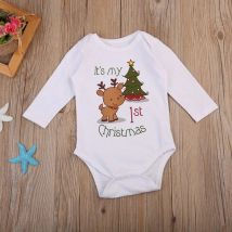 Weihnachten Baby Neugeborenes Baby Mädchen Junge Langarm Cartoon Winter Strampler Mein Erstes Weihnachten Overall Outfit Kleidung 0-24M
