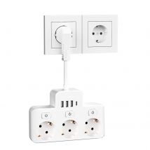 EU-Stecker-Steckdosenleiste mit 3 AC 3 USB und 1 USB C Mehrwege-Verlängerungskabel-Netzteil mit Schalterschutzkontakten