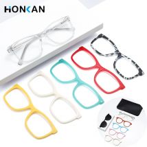 6-in-1 magnetischer mehrfarbiger TR90-Brillenrahmen, ultraleichter Clip auf polarisierten Sonnenbrillen für Damen, optische verschreibungspflichtige Brillen