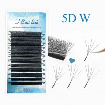 Tbestt 5D-W-förmige Wimpernverlängerung, vorgefertigte Volumenfächer, Clover W-Style-Wimpern, falscher Nerz, weich, leicht fälschende Wimpern