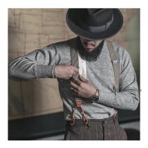 Rugged Bronson Old Time Suspenders Vintage Leather Strap Y Style American Tooling Braces Sling