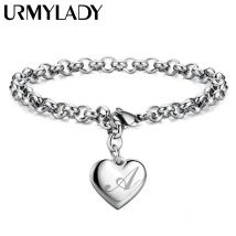 925 Sterling Silber Feine 26 Buchstaben Frauen Männer Kette Armband Charme Herz Nette Hochzeit Persönlichkeit Schmuck Dame Geschenk Party 20 cm