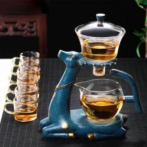 Voll automatische kreative Hirsch Teekanne Kung Fu Glas Tee Set magnetische Wasser Ablenkung Tee Infuser türkische Tropf kanne mit Basis Gaiwan