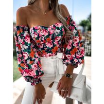 Boho Sexy Frauen Top Sommer Off Schulter Floral Blusen Frauen Casual Backless Bluse Weibliche Urlaub Slash Neck Tops Kleidung