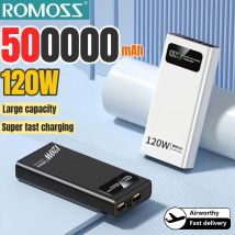 ROMOSS 500000 mAh 120 W Power Bank, große Kapazität, superschnelles Aufladen, Digitalanzeige, externer Akku für iPhone, Samsung, Huawei