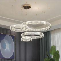 Moderne Luxus LED Dimmbare Pendelleuchten Lüster Wohnzimmer Kronleuchter Lampen Foyer Glänzender Stahl Leuchten Beleuchtung