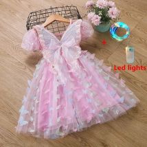 Baby Mädchen Schmetterling Flügel Fee Gaze Prinzessin Puff Sleeve Kleid Schöne Kinder Sommer Tüll Kleid Kind Geburtstag Party Kleid Kleid