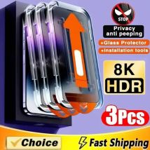 Oleophobe Beschichtung, staubfreie Installation, Sichtschutz-Displayschutz für iPhone 13, 11, 12, 14, 15, 16 Pro Max, XS X XR 17, 15 Plus, Glas