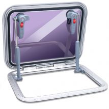 Bootsrechteck-Bullauge, Decklappe aus Aluminiumlegierung, Anschlusslochfenster, Push-Out-Öffnungs-Bullauge für Boot, Yacht, Wohnmobil, 522 mm x 392 mm
