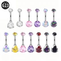 1PC G23 Titanio Zircone Anelli per ombelico Prong WaterDrop Rotondo CZ Piercing all'ombelico Banana curva Gioielli per il corpo sexy
