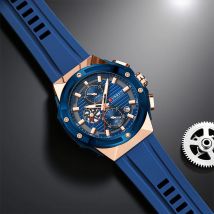 CURREN Sportliche Herrenuhr mit Chronographen und leuchtenden Zeigern – Quarz-Armbanduhr mit Silikonarmband für Herren, automatisches Datum, Business-Casual