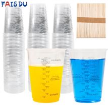 Misurini usa e getta FAIS DU da 8 once con bastoncini di agitazione Bicchieri di miscelazione in resina epossidica di plastica per cuocere al forno, miscelare vernice, pigmenti