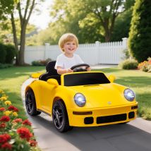 AIYAPLAY Auto elettrica per bambini 12V Auto per bambini 2,4 GHz telecomando 2 motori Giallo