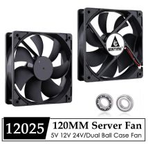 GDSTIME 5V 12V 24V 120mm Fan 120MM*25MM Dual Ball DC Brushless Cooling Fan USB 2PIN 4PIN PWM for PC Laptop Computer Case Cooling