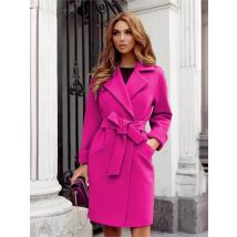 Temperament elegante schlanke Woll mantel Frauen Mode einfarbige Revers Schnürung Bodycon Midi Woll mäntel weiblich Herbst Winter neu