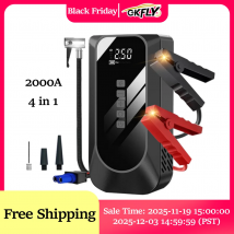GKFLY 4 in 1 Jump Starter Pompa 150PSI Compressore d'aria 59.2Wh Power Bank 2000A Dispositivo di avviamento di emergenza Gonfiatore digitale per pneumatici
