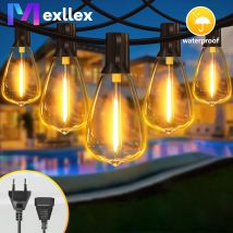 14M/26M ST38 LED zewnętrzne jasne łańcuchy świetlne na patio, 25 sztuk/50 sztuk IP44 Vintage żarówki, Retro złączana lampa do ogrodu, balkonu