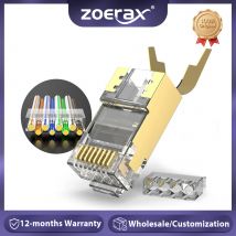 ZoeRax 2-Piece CAT6A & CAT7 Shielded RJ45 Modular Plug Connector 50μ 8P8C - RJ45 Connector Network Cable Connector - 1.5mm