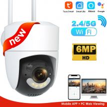 2.4G/5G WiFi Telecamera Esterna 6MP Tuya Wifi Telecamere di Sorveglianza PTZ Protezione di Sicurezza CCTV Cam Auto Tracking Alexa Google Onvif