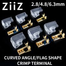 100/200 Pz Oro/Argento Bandiera Elettrica/Angolo Retto Terminale A Crimpare Connettore del Cavo Set 2.8 4.8/6.3mm Femmina + Guaina In Ottone Auto ZiiZ
