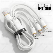 3-in-1-USB-Schnellladekabel Typ C Micro IOS Multi-Ladekabel für iPhone Huawei Samsung Xiaomi Oneplus Realme Silikonkabel