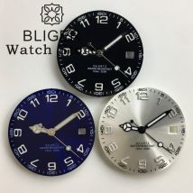 BLIGER 29 mm RONDA 515 Zifferblatt, schwarz, weiß, blaues Zifferblatt mit Zeigern, numerischer Index, leuchtende Passform, RONDA 515 Uhrwerk-Zubehör
