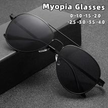 Neue Piloten-Myopie-Brille für Herren, großer Rahmen, schlankmachende Doppelstrahl-UV-beständige Sonnenbrille, Dioptrien bis -4,0