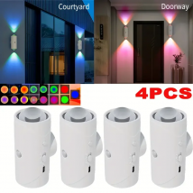 4PCS Smart LED Nachtlicht mit Bewegungssensor USB wiederaufladbare RGB Gradient Umgebungslampe für Schlafzimmer Schreibtisch Schrank Dekor Wandlampe