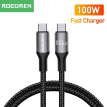 Rocoren 100 W USB C auf USB Typ C Kabel USBC PD Schnellladekabel USB-C Typ-C Kabel für Xiaomi 10 Pro Samsung S20 MacBook iPad