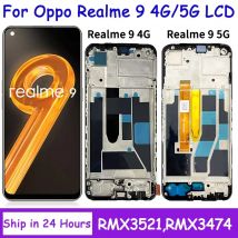 Display LCD AMOLED per OPPO Realme 9 RMX3521, gruppo digitalizzatore touchscreen per Realme9 5G RMX3474 con cornice