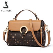 FOXER frauen Tasche PVC Leder Vintage Unterschrift Totes Retro Mode Weibliche Handtasche Casual
