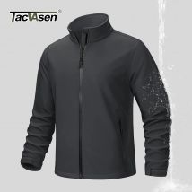 TACVASEN Fleece-gefütterte Softshell-Jacke für Herren, durchgehender Reißverschluss, Regenjacke, Outdoor-Arbeitsjacke, Frühling, Trekking, Wandern, Windjacke, Herren