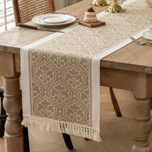 Vintage Blumen Tisch läufer Baumwolle Leinen Grauer Kaffee Zick-Zack-Kranz Küche Esstisch Dekoration 13,7x72 Zoll Ehe