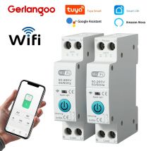 Tuya WiFi Smart Circuit Breaker MCB 1P + N 63A Timer Alimentazione Energia kWh Tensione Misuratore di corrente Protezione Interruttore di controllo remoto vocale