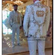 Abiti da uomo scintillanti con diamanti progettati smoking da sposo personalizzati con perline di lusso blazer da ballo personalizzato trajes para hombre