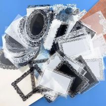 30 teile/paket Unwiederholte Muster Vintage Spitze Aufkleber Schwarz Tinte Weiße Tinte Verschiedene Spitze Boarder Aufkleber Karte Journal Scrapbooking