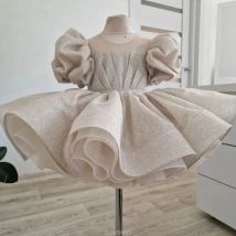 Girl Dresses Party Vestido Children French Puff Sleeve Clothes Kids Fashionwedding Flower Girl Outfit Princess Tutu Gown Costume